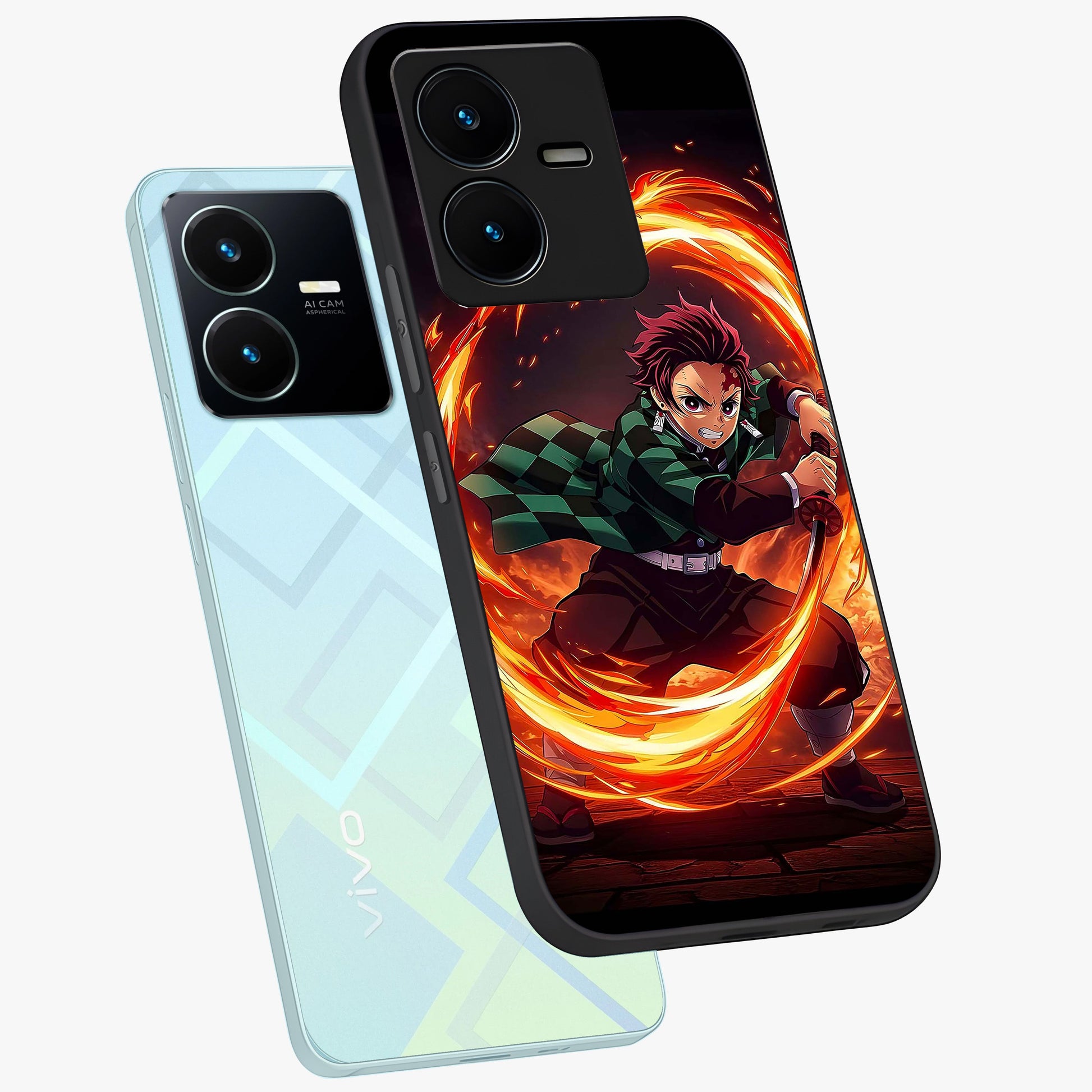 Blazing Sword Resolve Glass Case displayed in angled mockup highlighting powerful sword illustration and bold fantasy theme.