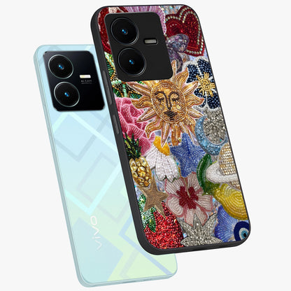 Celestial Floral and Playful Glass Case displayed in angled mockup highlighting playful floral design with dreamy celestial elements.