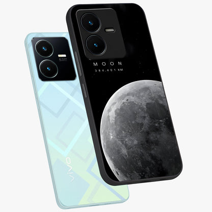 Cosmic Moon Glow Glass Case displayed in angled mockup highlighting celestial moon design with cosmic aesthetic theme.