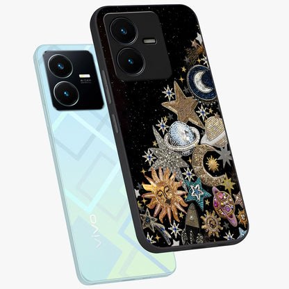 Cosmic Sparkle Dreams Glass Case displayed in angled mockup highlighting dreamy star sparkle design with celestial aesthetic.