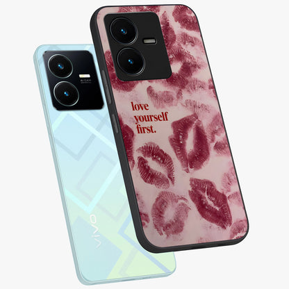 Crimson Kiss Love Glass Case displayed in angled mockup highlighting bold love inspired design with modern aesthetic style.