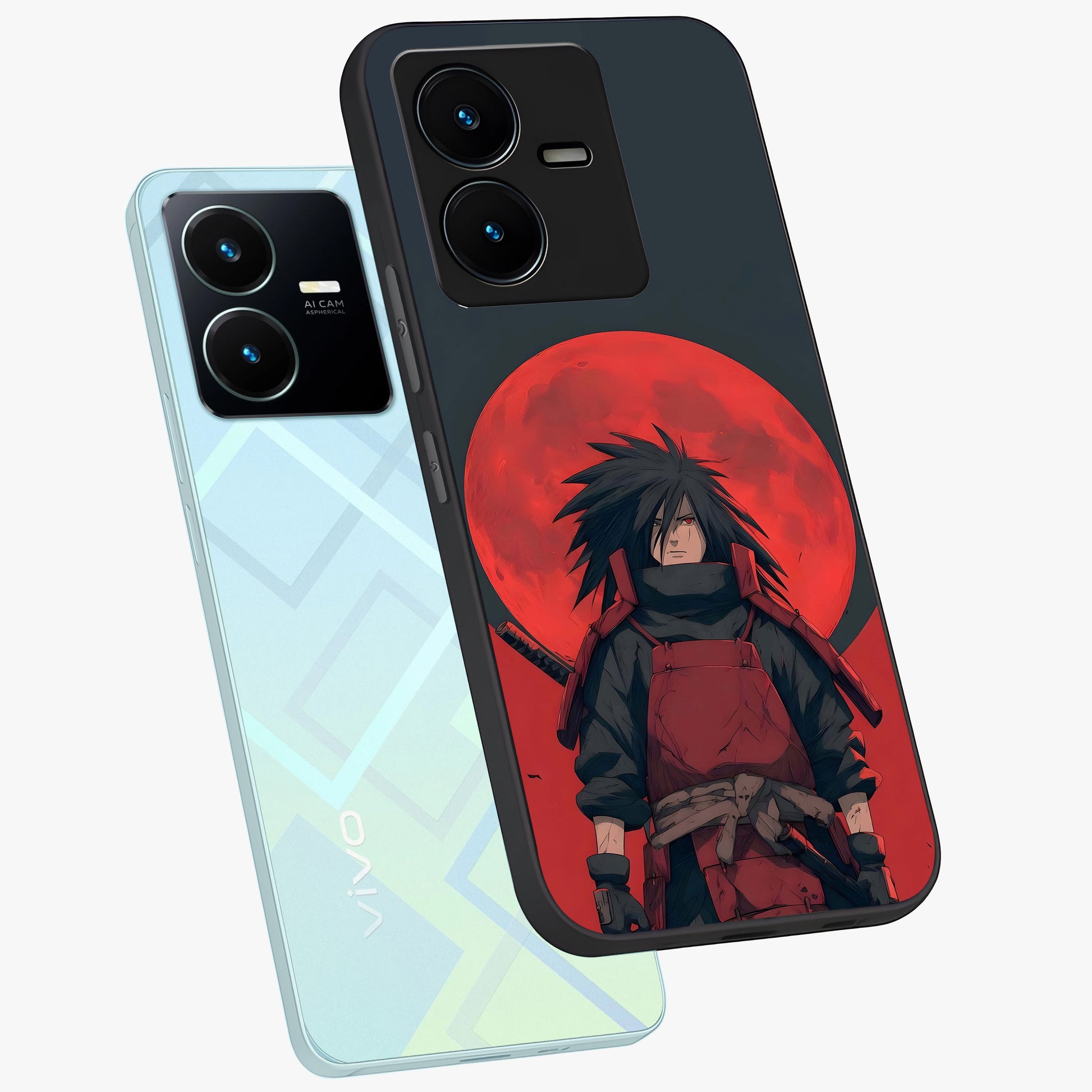 Crimson Moon Warlord Glass Case displayed in angled mockup highlighting dramatic crimson moon design with fantasy aesthetic.