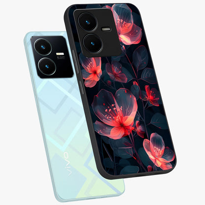 Dark Shade of Flower Glass Case displayed in angled mockup highlighting moody floral illustration with aesthetic dark tones.