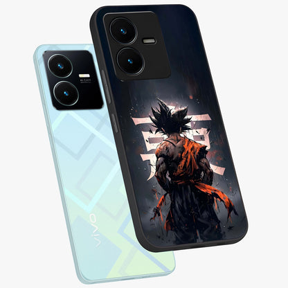 Dark Warrior In Rain Glass Case displayed in angled mockup highlighting dramatic warrior illustration with dark rain aesthetic.