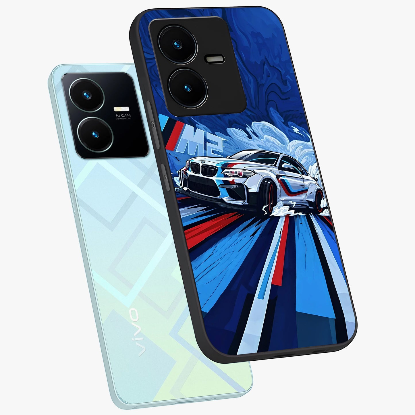 Drift Power Rush Glass Case displayed in angled mockup highlighting powerful drift car design with sporty aesthetic style.