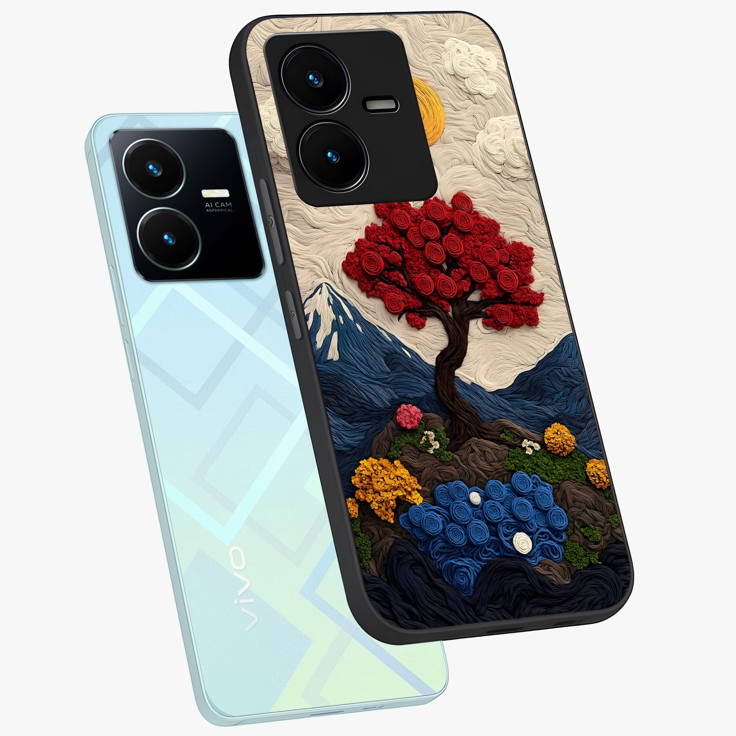 Eternal Nature Tapestry Glass Case displayed in angled mockup highlighting detailed botanical pattern with artistic aesthetic.