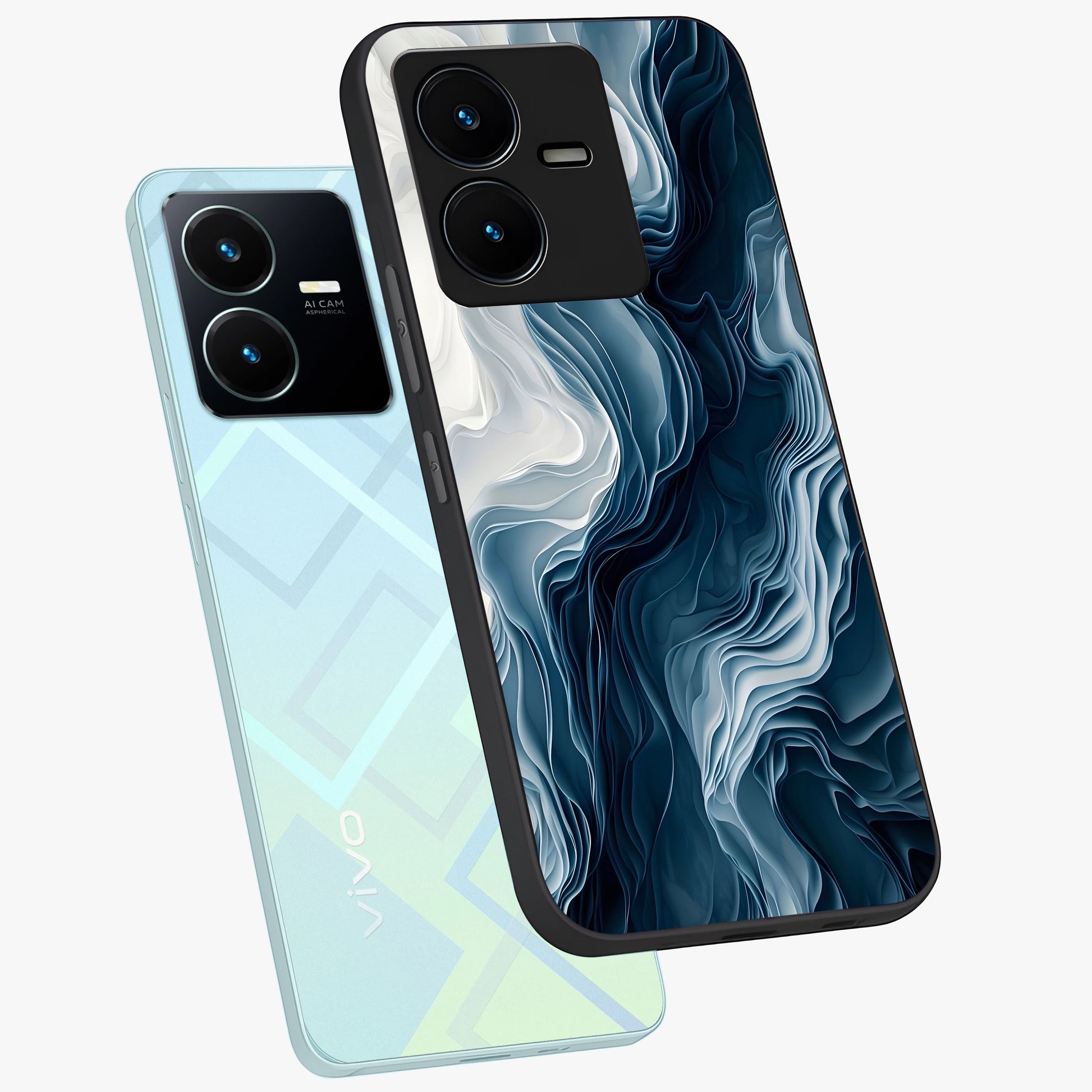 Ethereal Paper Marble Glass Case displayed in angled mockup highlighting elegant marble pattern with modern aesthetic style.