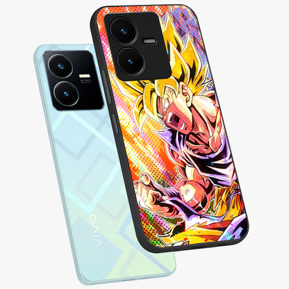 Firing Goku Glass Case displayed in angled mockup highlighting dynamic anime character design with action aesthetic.