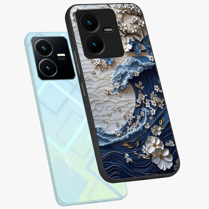 Floral Wave Origami Glass Case displayed in angled mockup highlighting geometric origami flower design with modern aesthetic style.