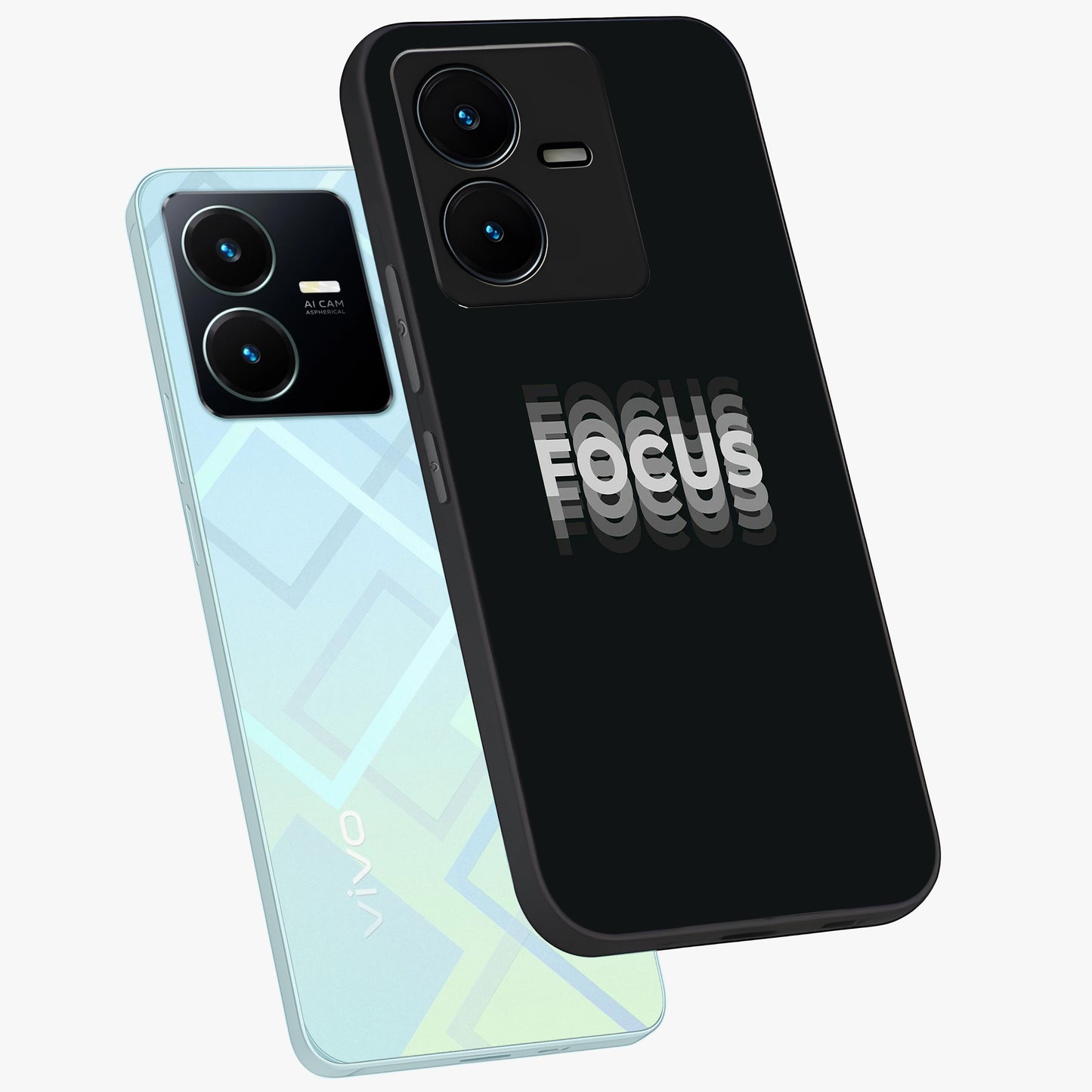 Focus Mode On Glass Case displayed in angled mockup highlighting clean minimal text artwork with modern aesthetic style.