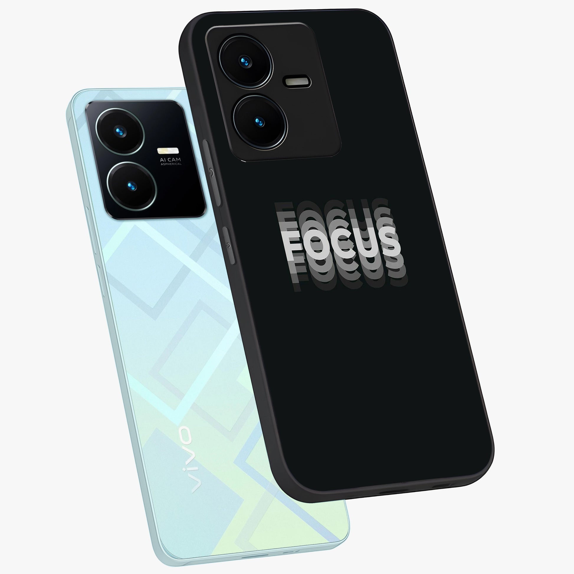 Focus Mode On Glass Case displayed in angled mockup highlighting clean minimal text artwork with modern aesthetic style.