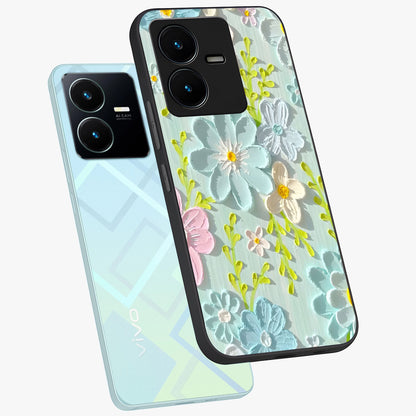Frosted Petal Garden Glass Case displayed in angled mockup highlighting delicate flower petal design with calm garden aesthetic.