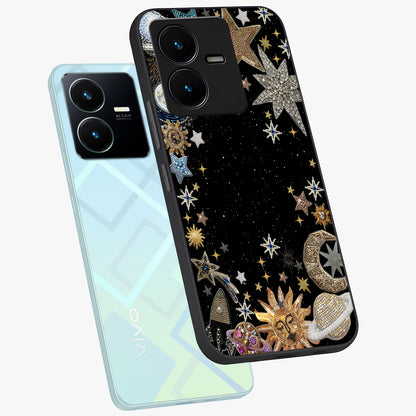 Galactic Jewel Stars Glass Case displayed in angled mockup highlighting shining celestial star design with cosmic aesthetic style.