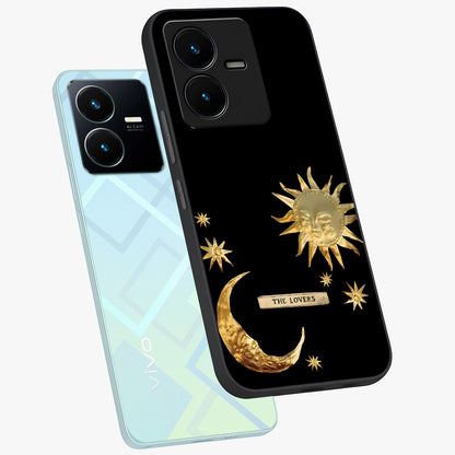 Gold Sun Blush Glass Case displayed in angled mockup highlighting radiant sun design with warm golden aesthetic.