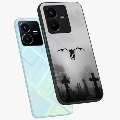 Graveyard Shadow Descent Glass Case displayed in angled mockup highlighting eerie shadow illustration with gothic aesthetic.