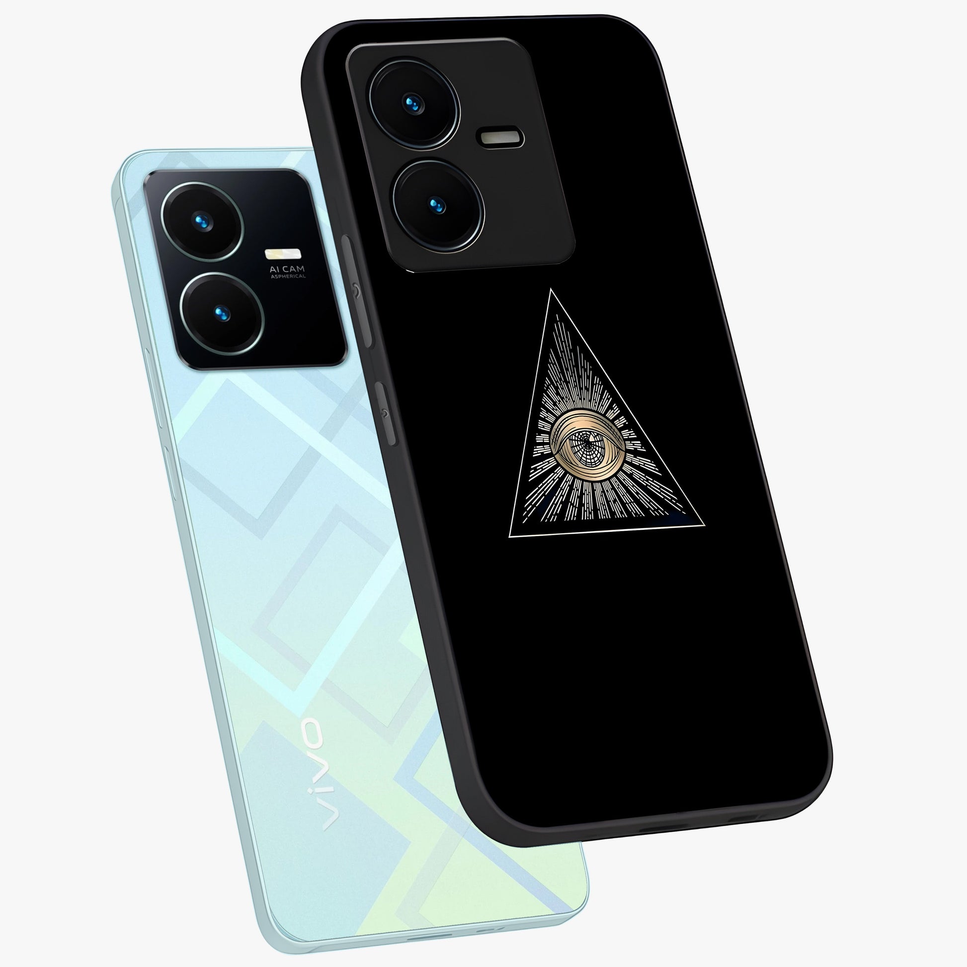 Illuminati Evil Glass Case displayed in angled mockup highlighting dark occult inspired design with bold aesthetic style.