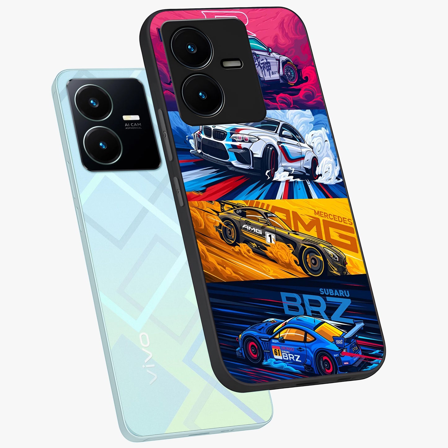 JDM Sports Car Glass Case displayed in angled mockup highlighting sleek Japanese racing car design with automotive aesthetic.