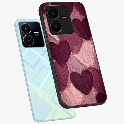 Layered Paper Hearts Glass Case displayed in angled mockup highlighting creative paper craft heart design with romantic aesthetic.