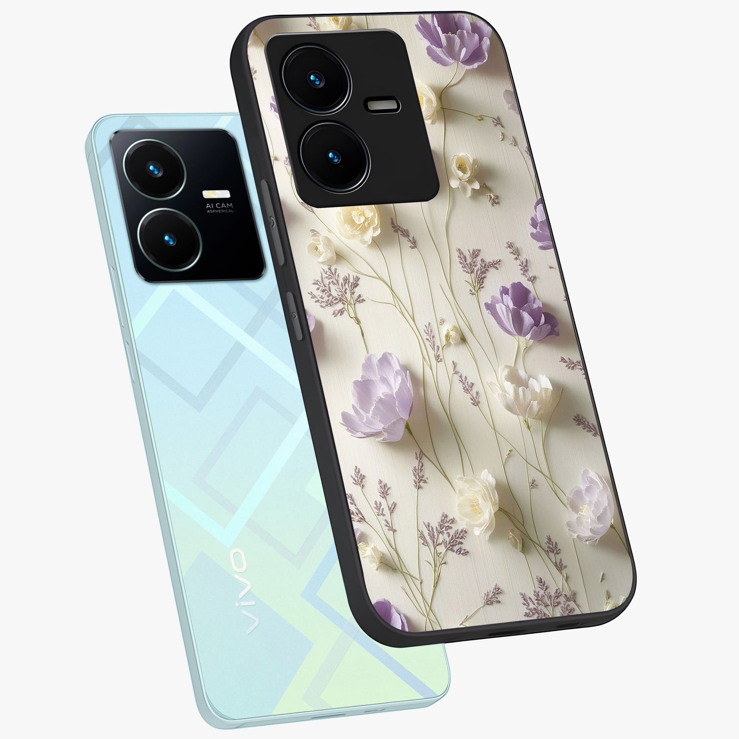 Lilac Breeze Harmony Glass Case displayed in angled mockup highlighting calm lilac breeze design with soothing aesthetic style.