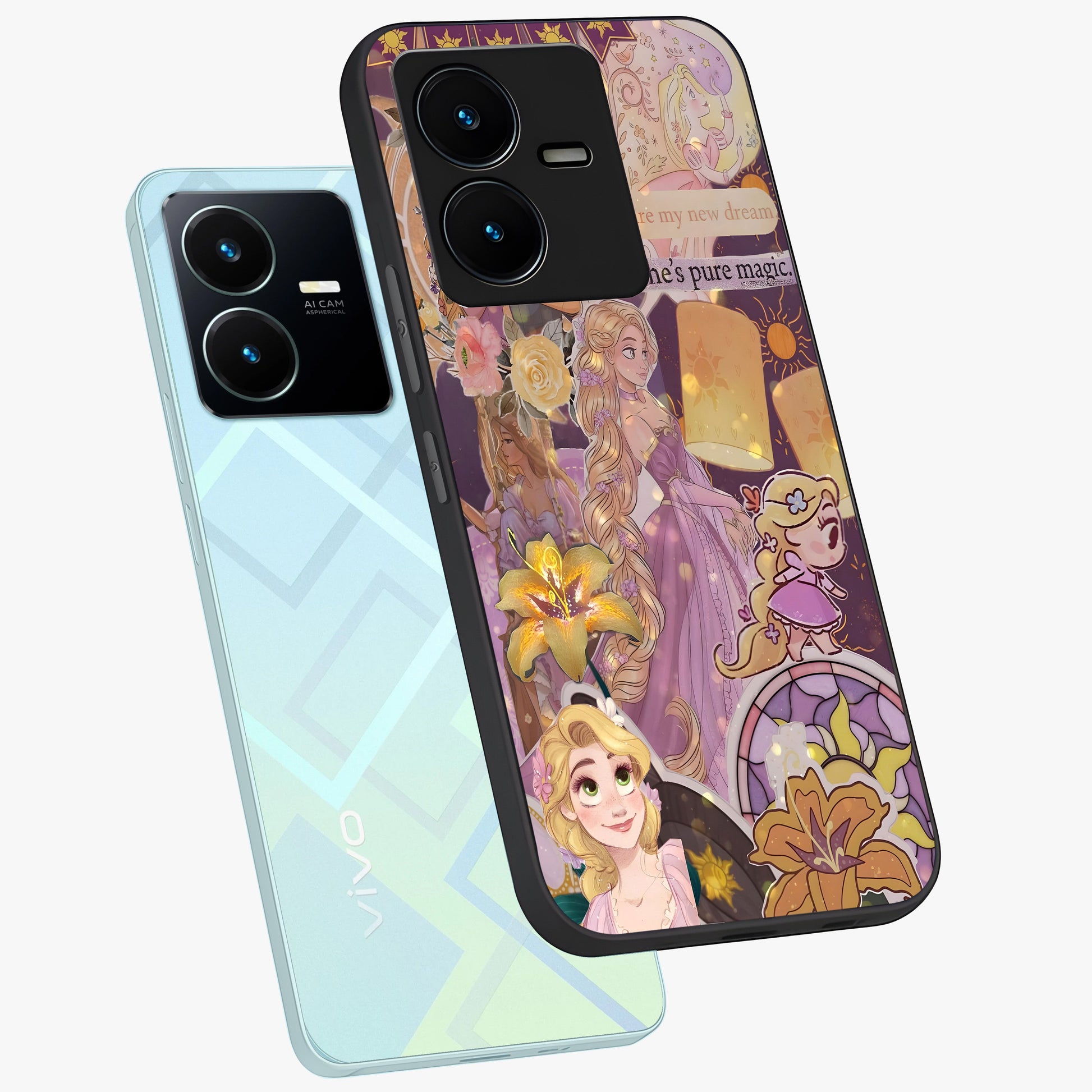 Magical Tangled Dream Glass Case displayed in angled mockup highlighting whimsical fantasy design with magical aesthetic.
