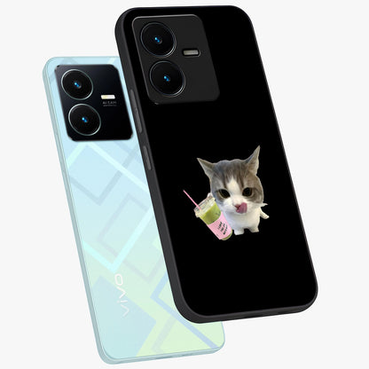 Matcha Cat Style Glass Case displayed in angled mockup highlighting playful feline design with pastel matcha aesthetic.