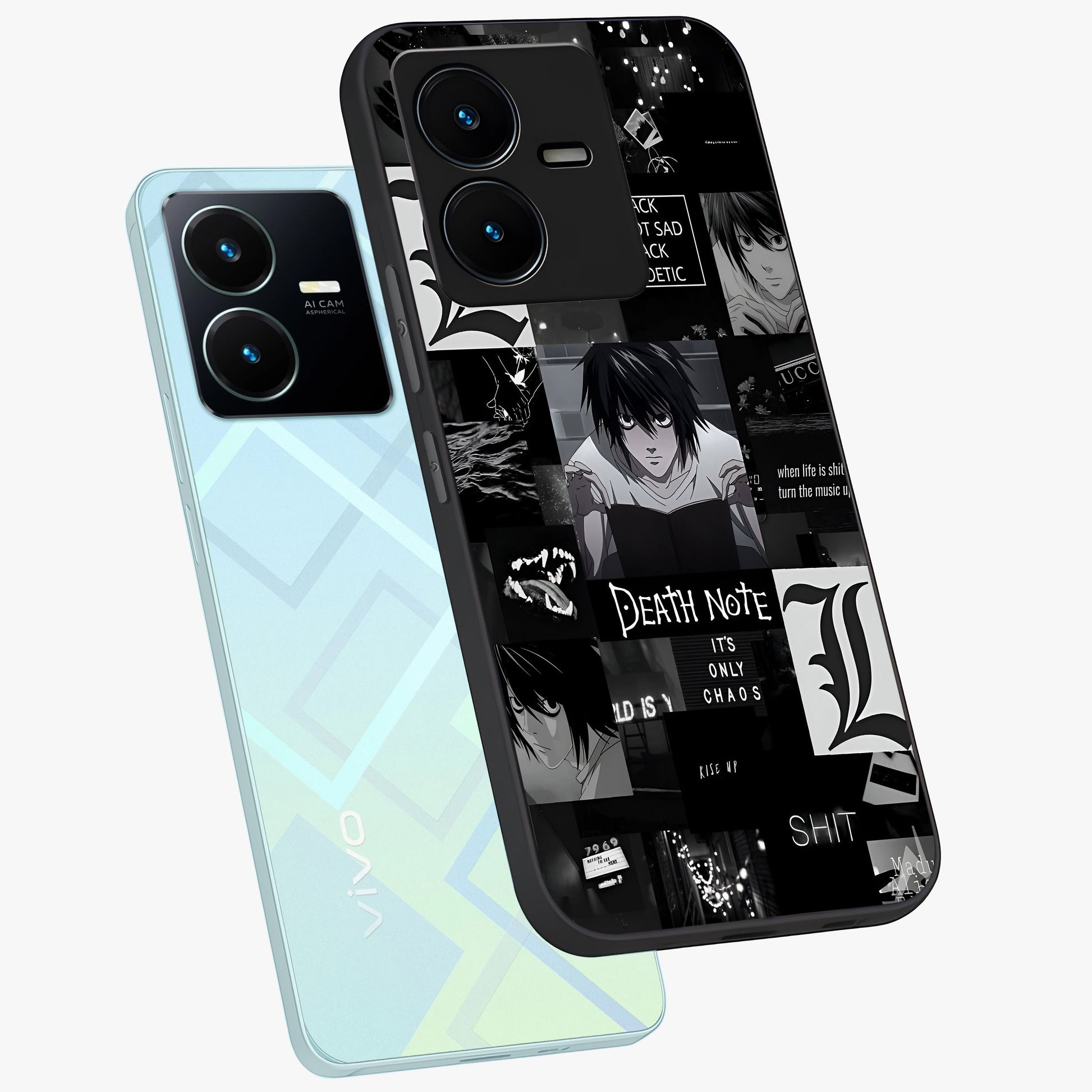 Midnight Chaos Mind Glass Case displayed in angled mockup highlighting chaotic artistic design with dramatic midnight aesthetic.
