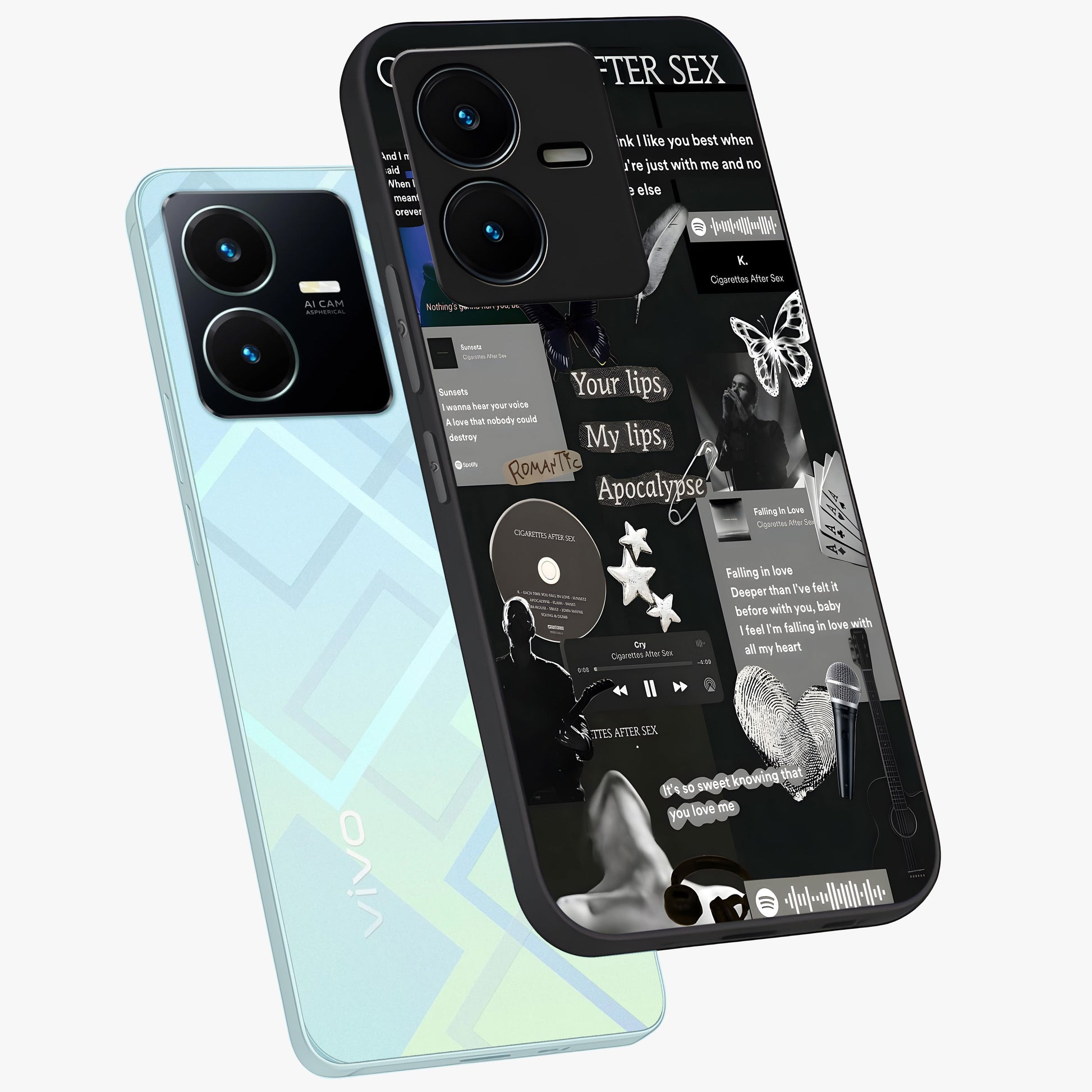 Midnight Love Echo Glass Case displayed in angled mockup highlighting elegant love inspired design with deep aesthetic style.