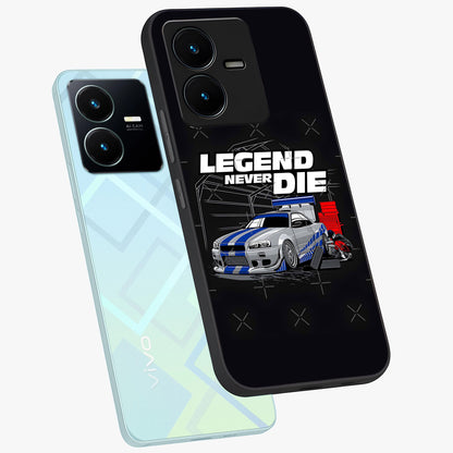 Midnight Racing Legacy Glass Case displayed in angled mockup highlighting dynamic automotive design with bold midnight aesthetic.