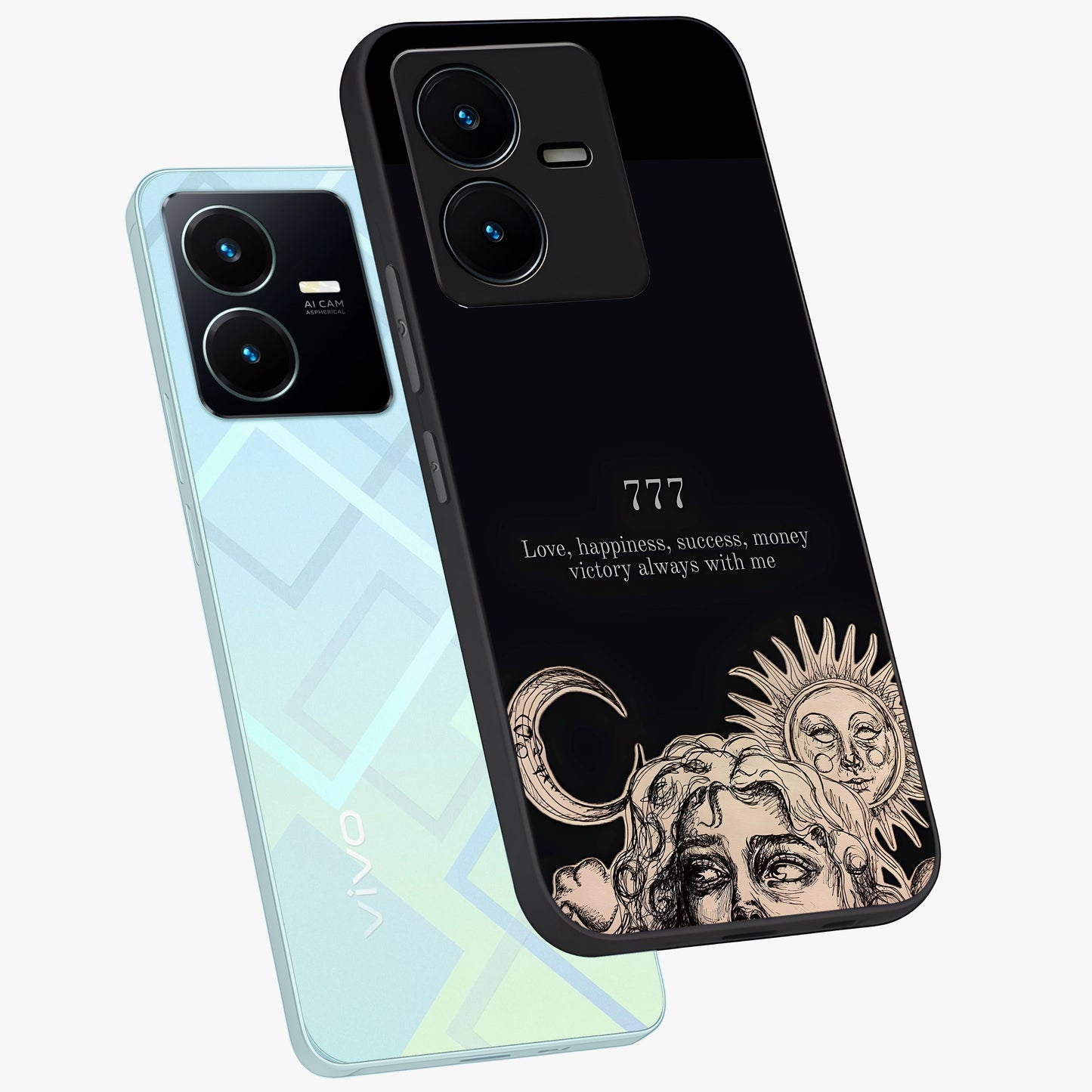 Mystic Victory Aura Glass Case displayed in angled mockup highlighting energetic aura design with bold mystical aesthetic.
