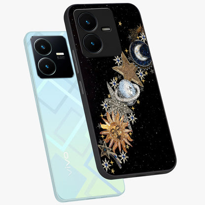 Pearls Universe Object Glass Case displayed in angled mockup highlighting celestial pearl design with dreamy aesthetic.