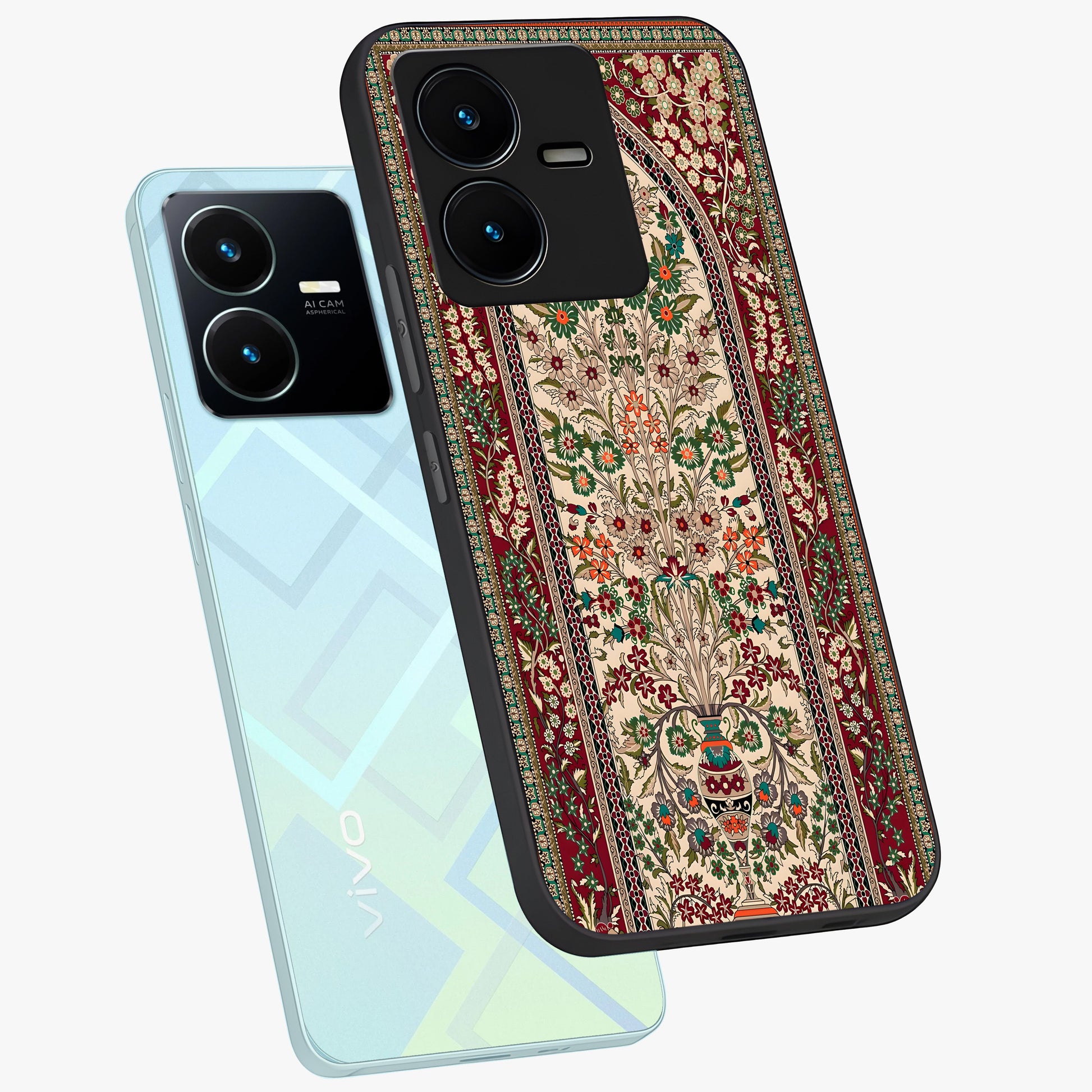 Persian Inspired Glass Case displayed in angled mockup highlighting intricate traditional design with elegant cultural aesthetic.