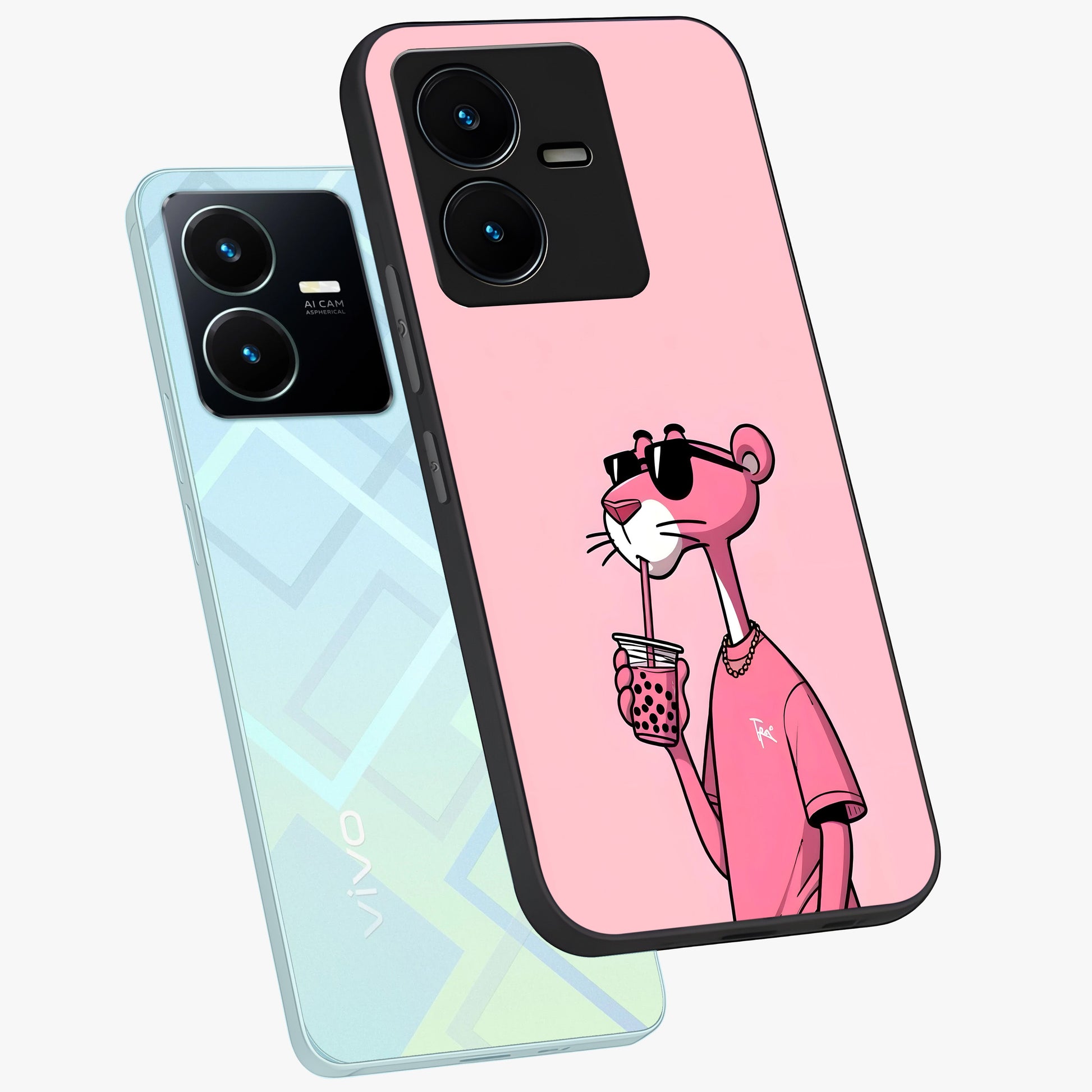 Pink Panther Glass Case displayed in angled mockup highlighting playful cartoon character design with vibrant pink aesthetic.