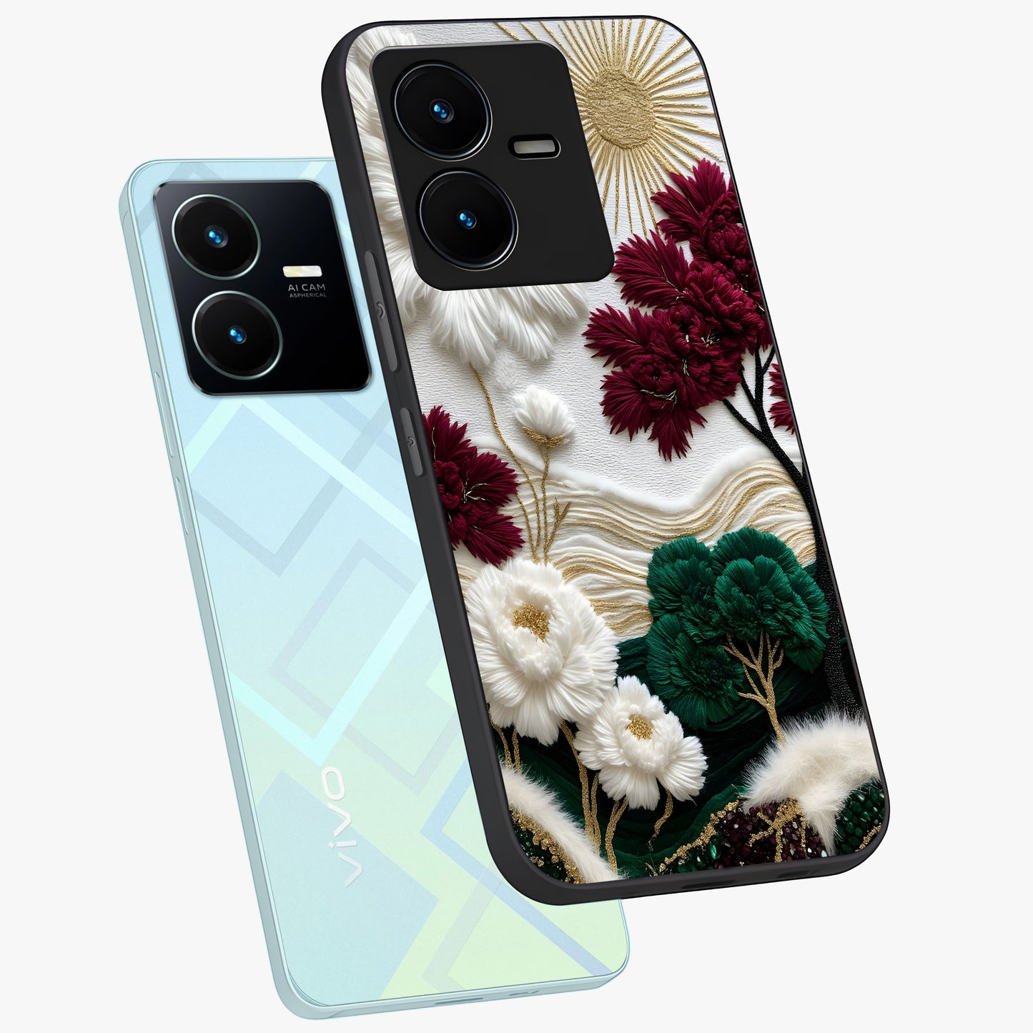 Radiant Bloom Elegance Glass Case displayed in angled mockup highlighting graceful floral design with radiant aesthetic style.
