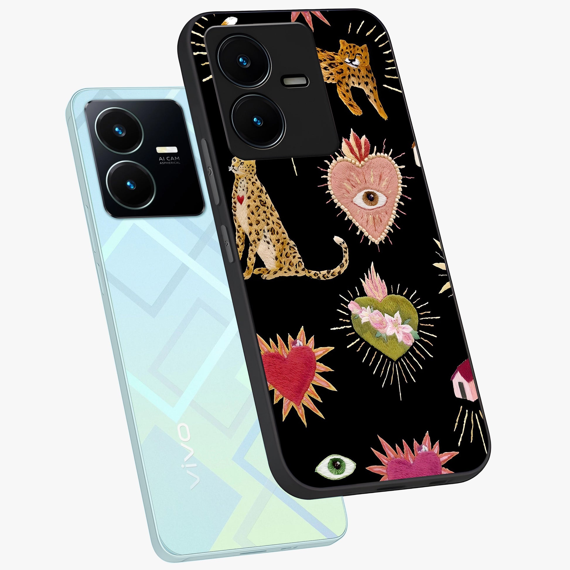 Sacred Jungle Heart Glass Case displayed in angled mockup highlighting lush tropical design with natural aesthetic style.