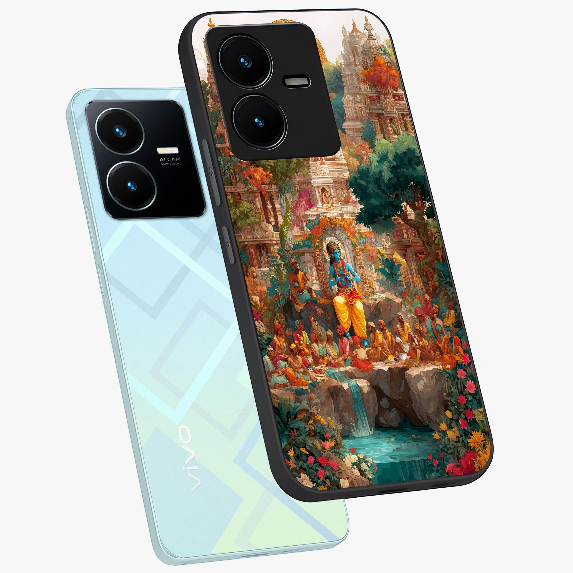 Sacred Sunlight Gods Glass Case displayed in angled mockup highlighting radiant spiritual design with celestial aesthetic.