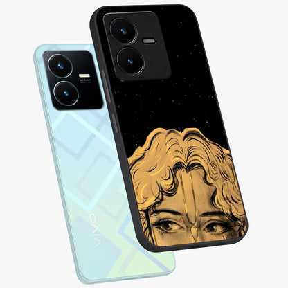 Shri Krishna Art Glass Case displayed in angled mockup highlighting spiritual Krishna illustration with divine aesthetic.