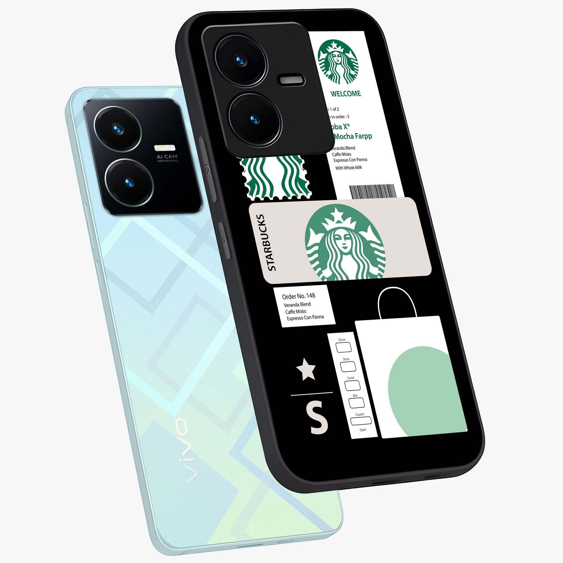 Starbucks Mocha Glass Case displayed in angled mockup highlighting stylish mocha themed design with cozy café aesthetic.