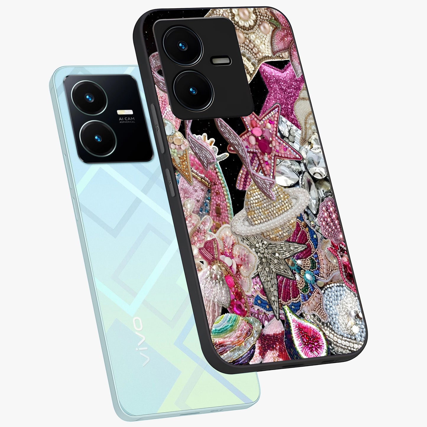 Starlit Jewel Dream Glass Case displayed in angled mockup highlighting glowing celestial jewel design with dreamy aesthetic.