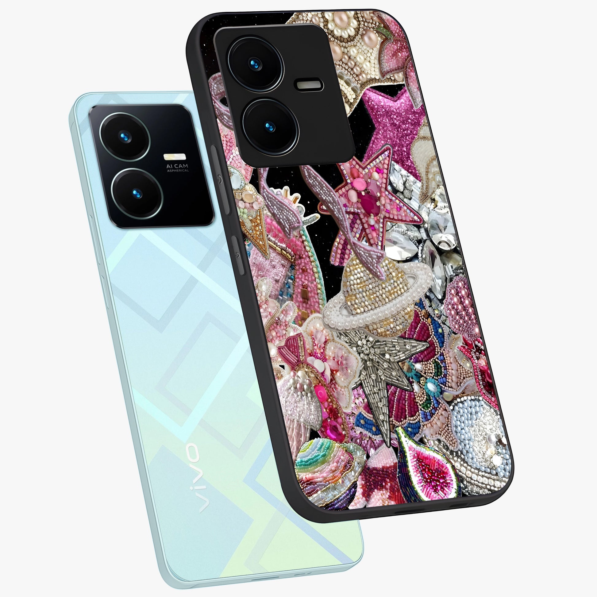 Starlit Jewel Dream Glass Case displayed in angled mockup highlighting glowing celestial jewel design with dreamy aesthetic.