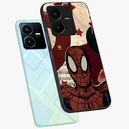 Web Warrior Vibes Glass Case displayed in angled mockup highlighting dynamic web design with comic style aesthetic.