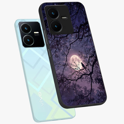 Whispering Moon Silence Glass Case displayed in angled mockup highlighting calm lunar design with dreamy night aesthetic.