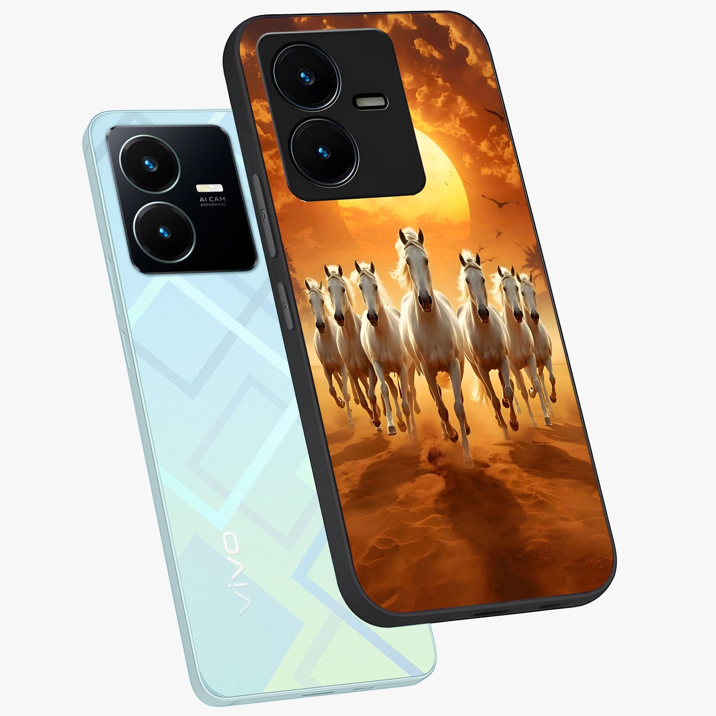 Wild Sunset Majesty Glass Case displayed in angled mockup highlighting vibrant sunset sky design with scenic aesthetic.