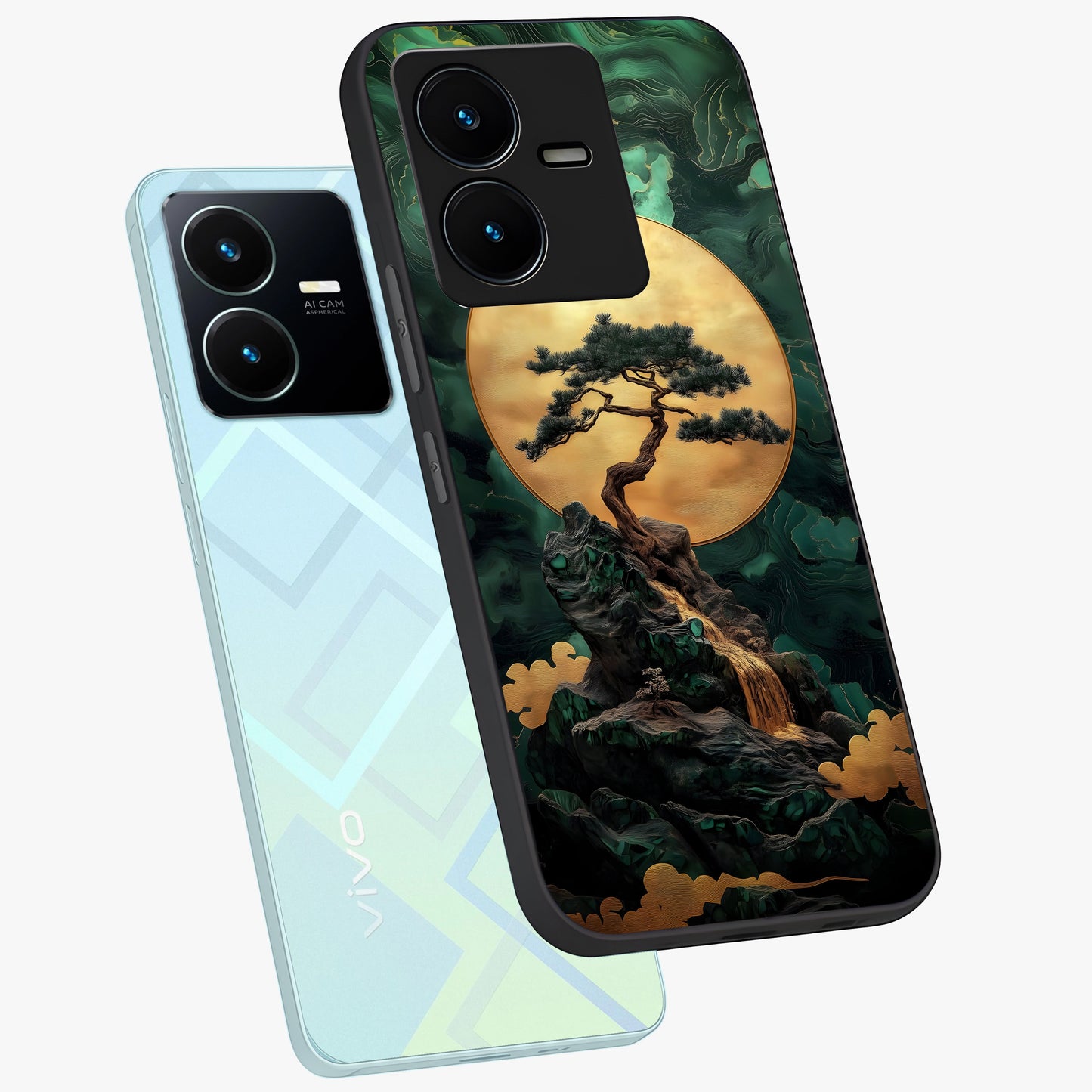 Zen Moon Rise Glass Case displayed in angled mockup highlighting peaceful lunar design with zen aesthetic style.