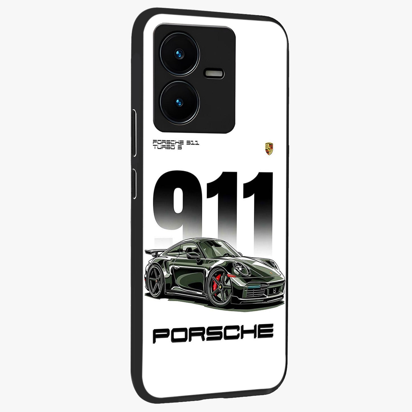 911 Turbo Dominance Glass Case upright perspective showcasing powerful racing design and modern automotive aesthetic.