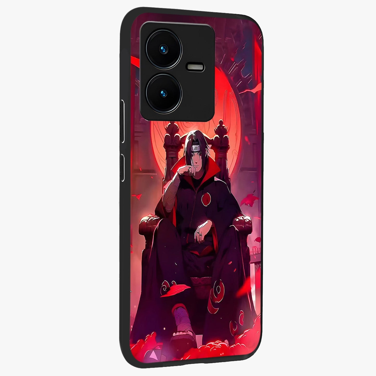Blood Moon Sovereign Glass Case upright view showcasing powerful moon inspired artwork with cosmic aesthetic style.