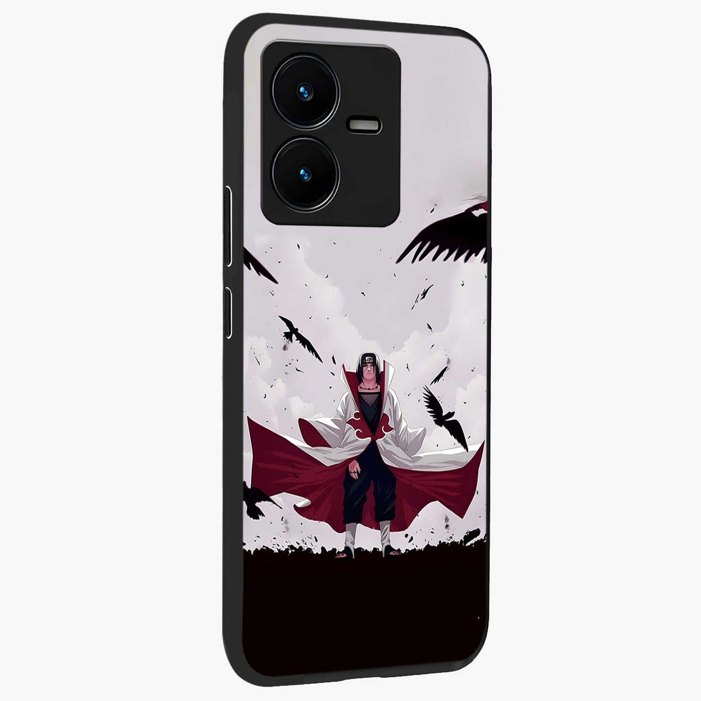 Crimson Crow Ascension Glass Case upright view showcasing dramatic crow artwork with bold gothic theme.