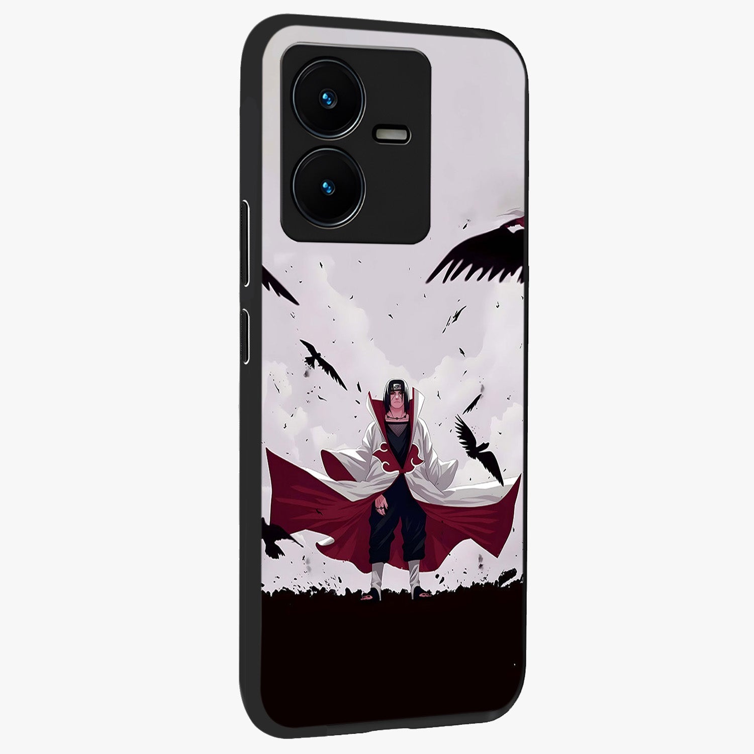 Crimson Crow Ascension Glass Case upright view showcasing dramatic crow artwork with bold gothic theme.