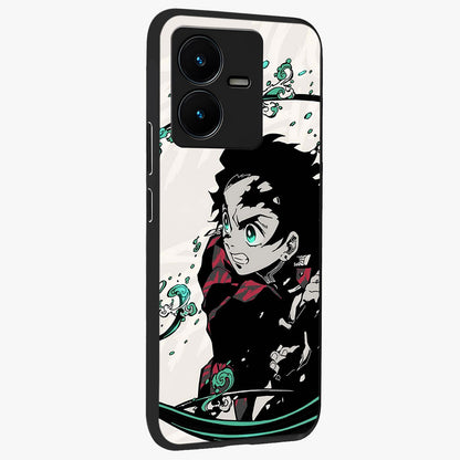Demon Slayer Glass Case upright view showcasing powerful anime artwork with intense warrior theme.