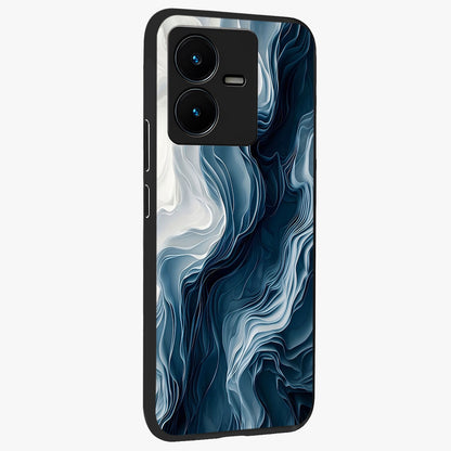 Ethereal Paper Marble Glass Case upright view showcasing smooth marble artwork with refined minimalist theme.