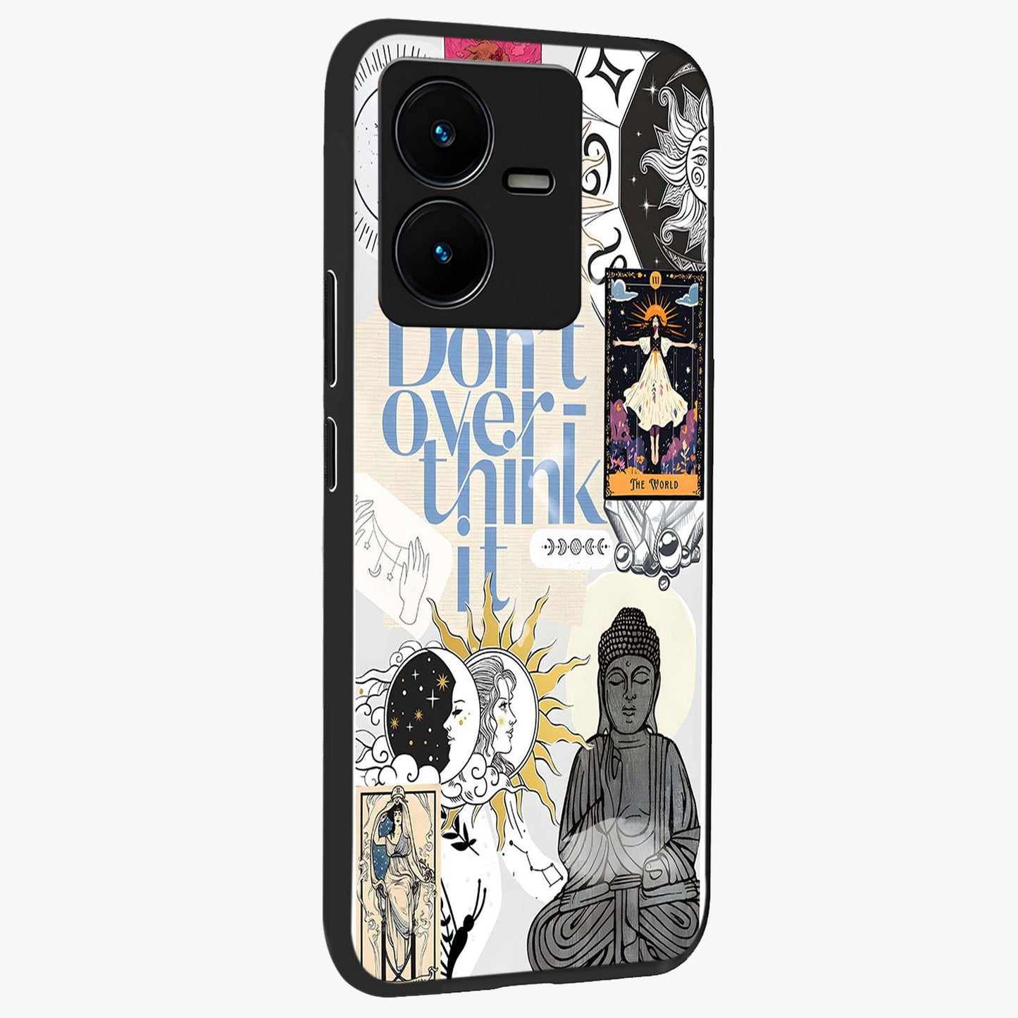 Ethereal Thoughts Glass Case upright view showcasing delicate artistic composition with peaceful dreamy theme.